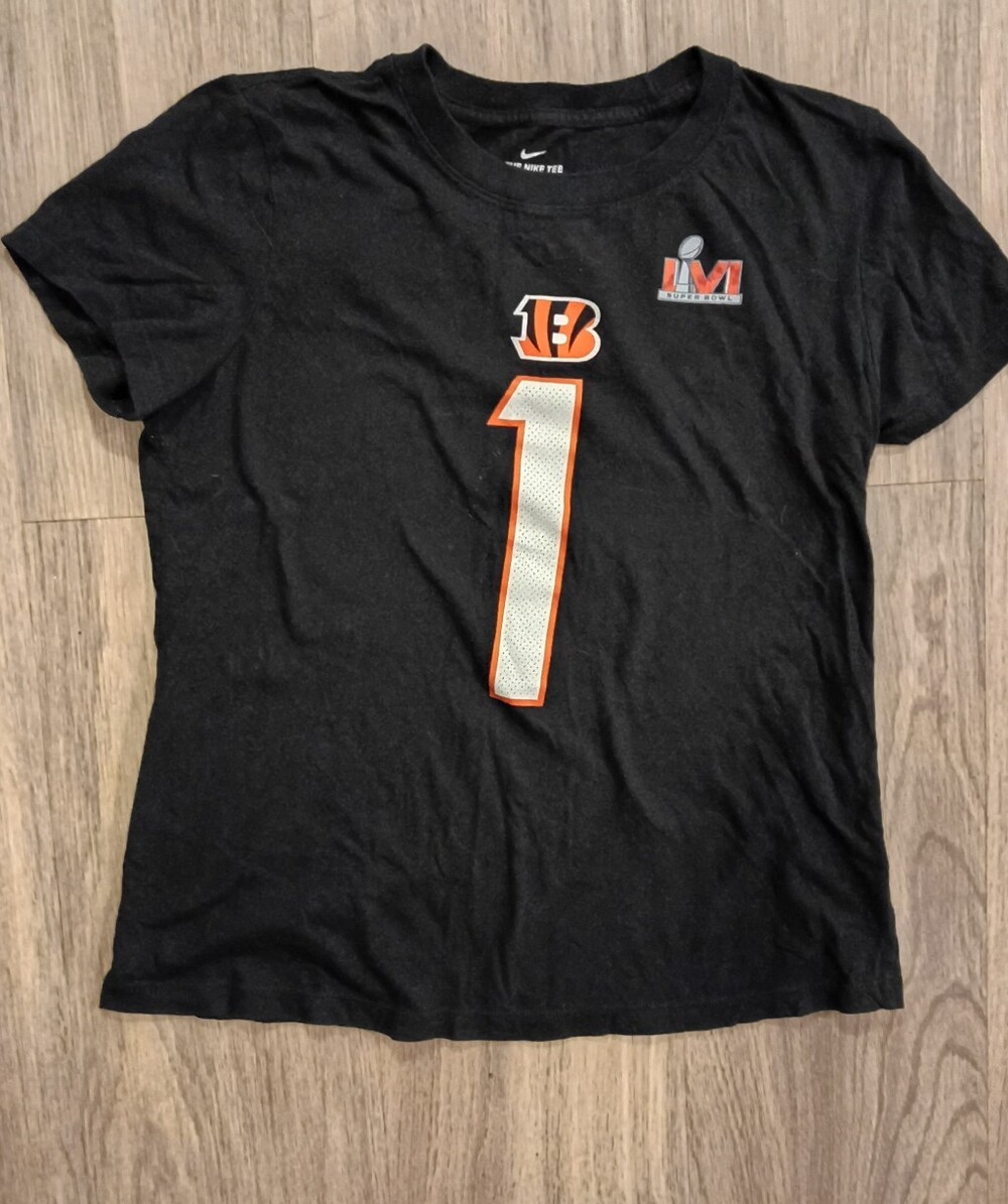 Nike Women’s Black Cincinnati Bengals #1 Tee with Orange Accents